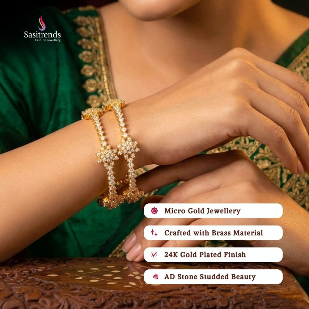 Guaranteed Micro gold plated AD stone bangles model image - Sasitrends 