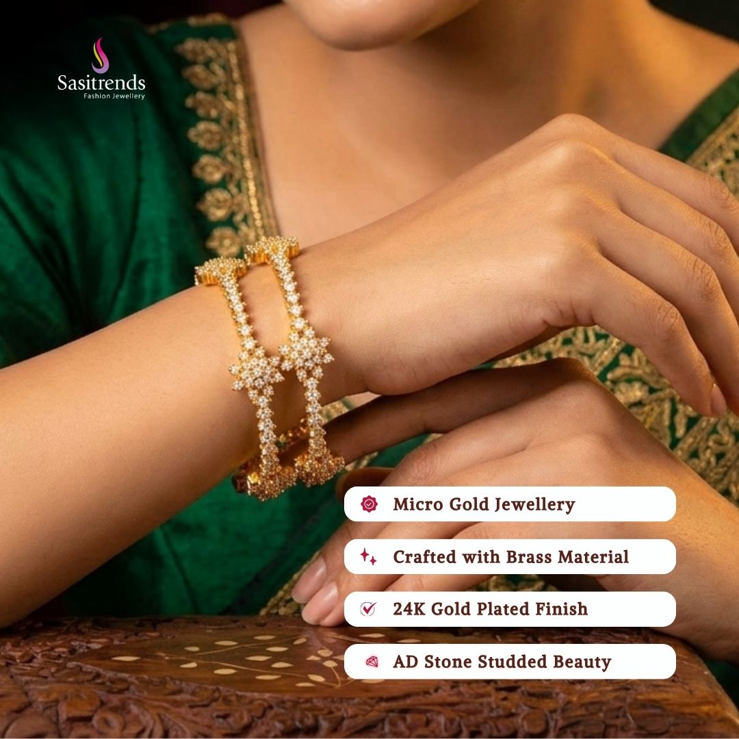 Guaranteed Micro gold plated AD stone bangles model image - Sasitrends 