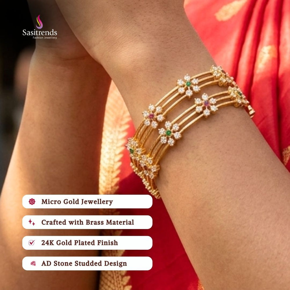Guaranteed Micro gold plated AD stone bangles model image - Sasitrends 
