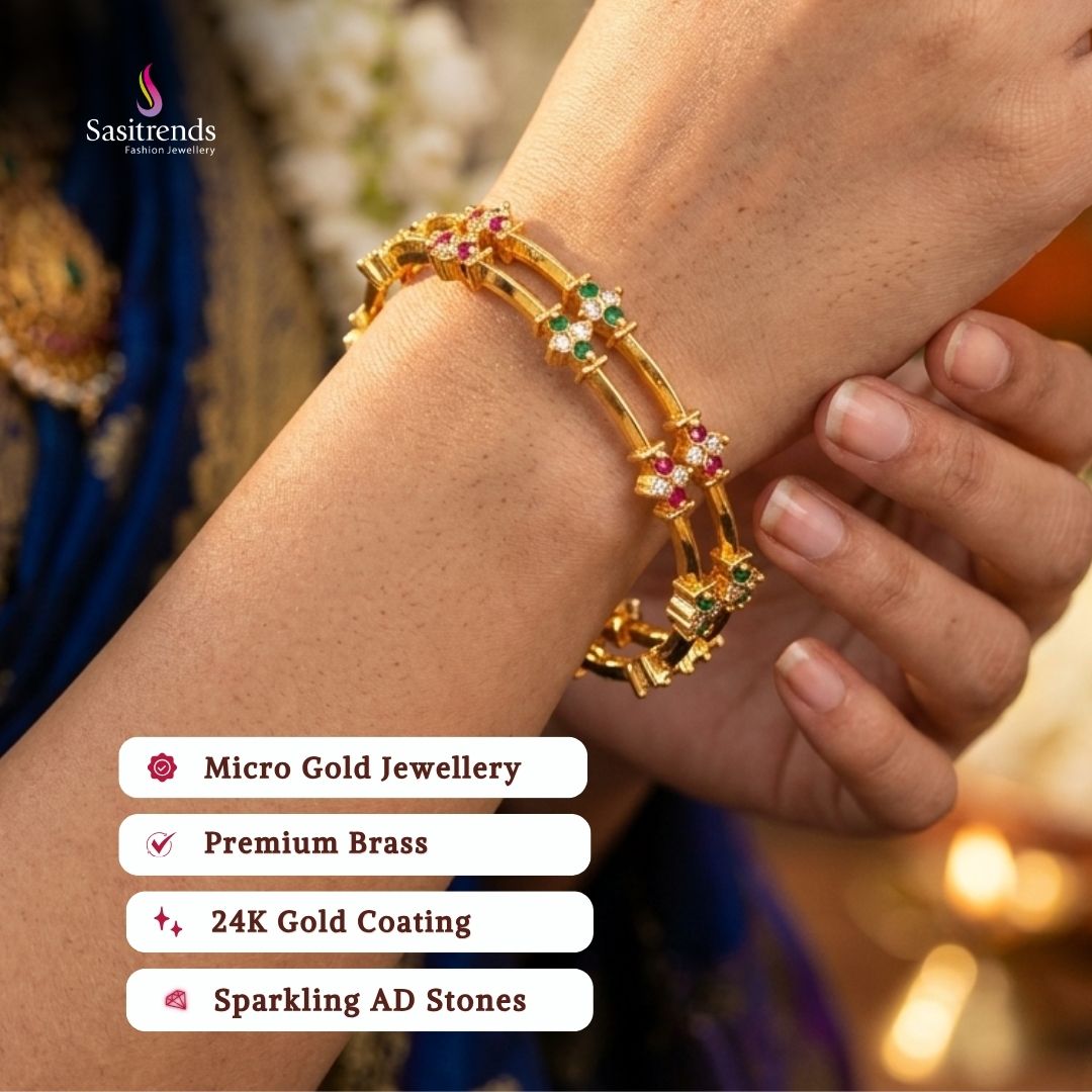 Micro gold plated bangles model image - Sasitrends