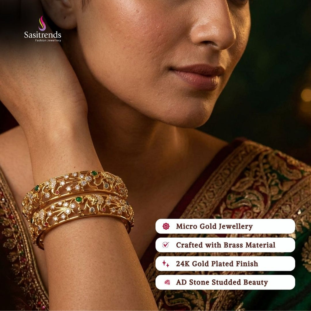 Guaranteed Micro gold plated AD stone bangles model image - Sasitrends