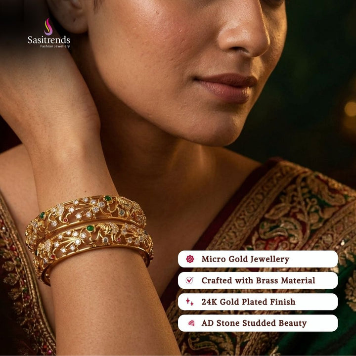 Guaranteed Micro gold plated AD stone bangles model image - Sasitrends