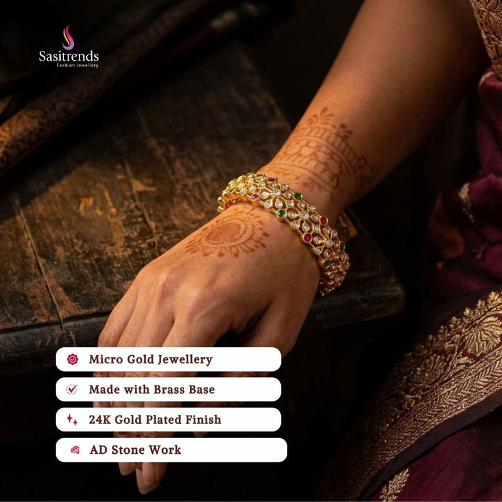 Guaranteed Micro gold plated AD stone bangles model image - Sasitrends