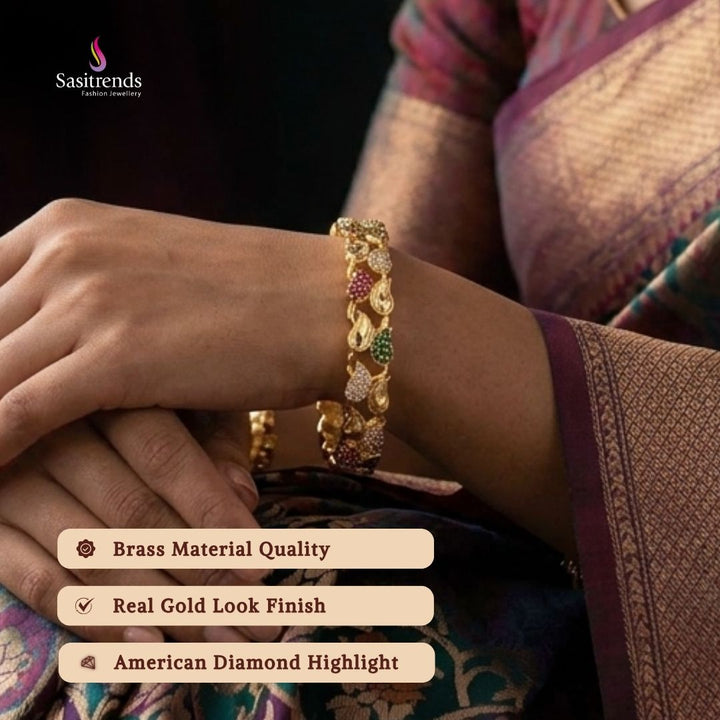 Guaranteed Micro gold plated AD stone bangles model image - Sasitrends 