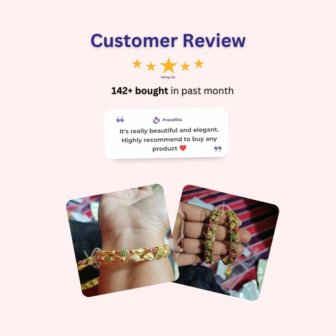 Guaranteed Micro gold plated AD stone bangles review image - Sasitrends