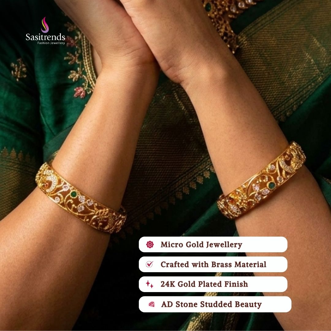 Guaranteed Micro gold plated AD stone bangles model image - Sasitrends