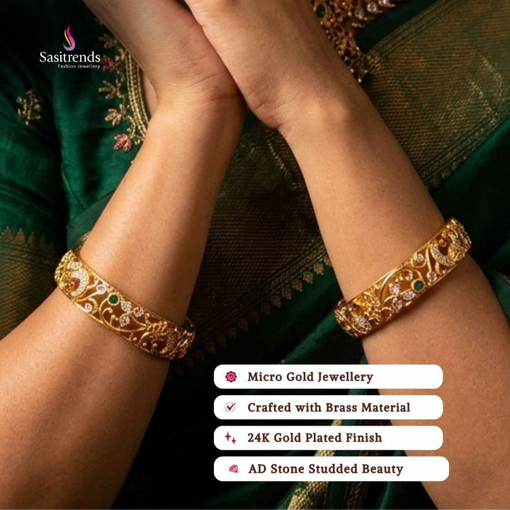 Guaranteed Micro gold plated AD stone bangles model image - Sasitrends
