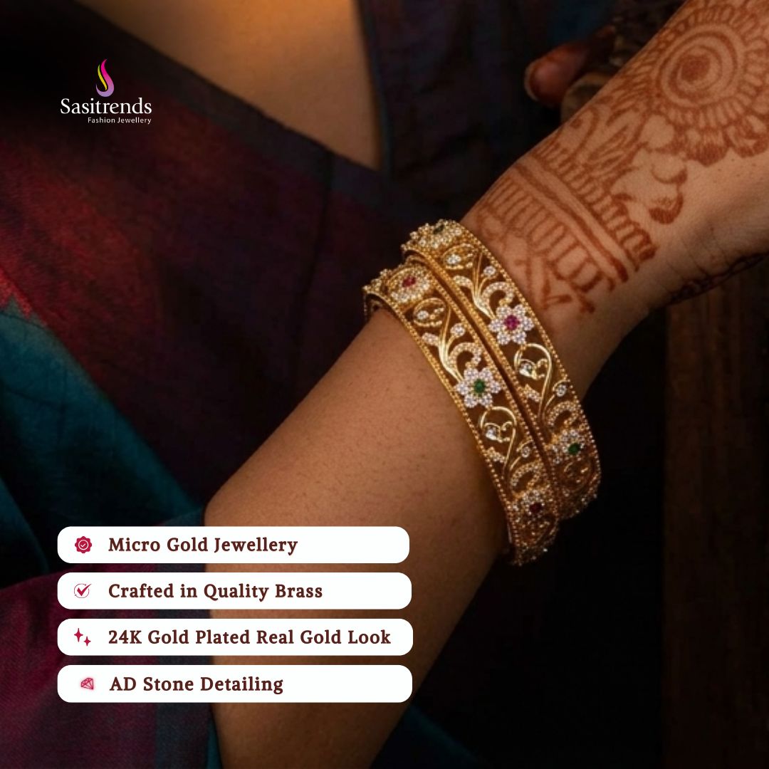 Guaranteed Micro gold plated AD stone bangles model image - Sasitrends