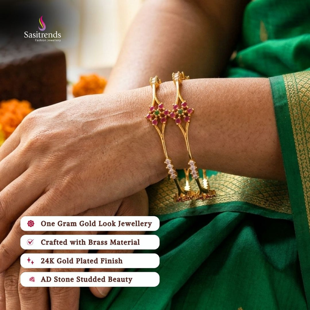 Guaranteed Micro gold plated AD stone bangles model image - Sasitrends
