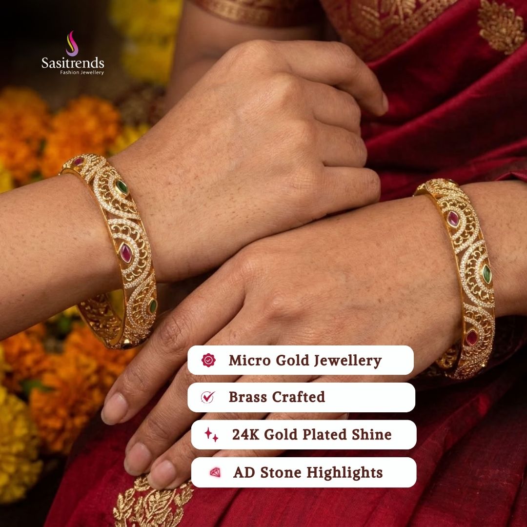 Micro gold plated bangles model image - Sasitrends