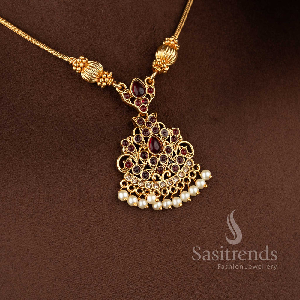 Stylish Sasitrends wedding jewellery set featuring traditional stones and pearls in matte finish.