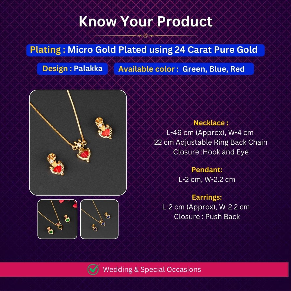 Micro Gold plated Necklace Jewellery Set Measurement Image - Sasitrends