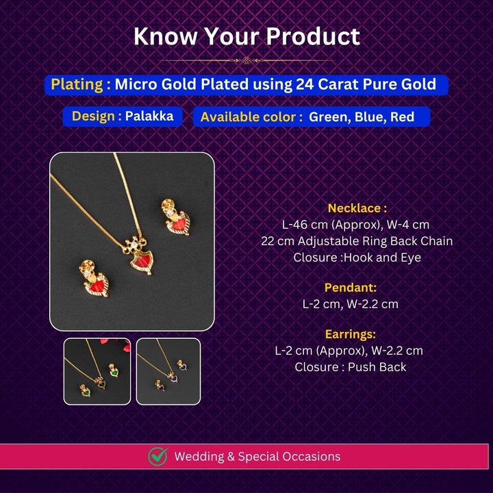 Micro Gold plated Necklace Jewellery Set Measurement Image - Sasitrends