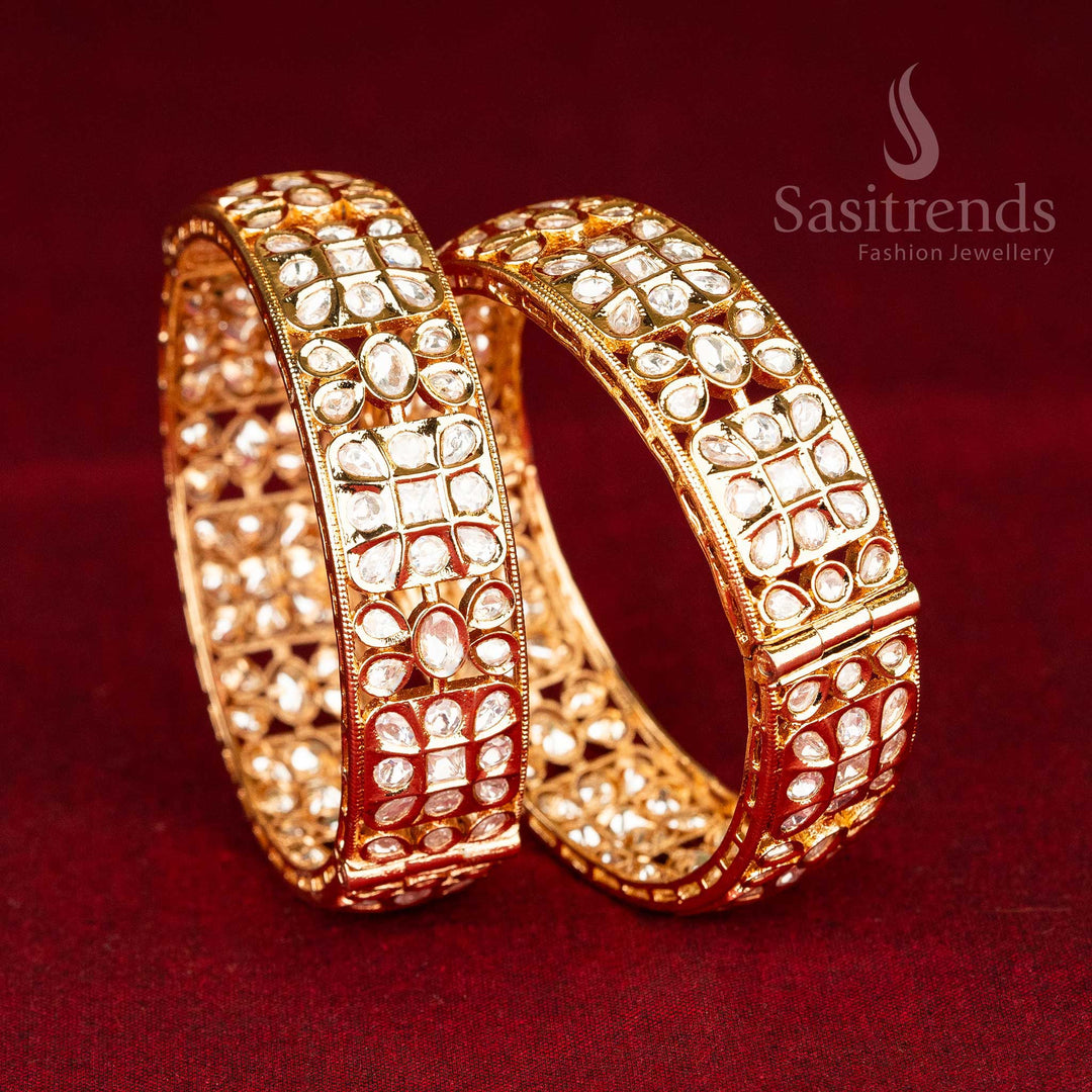 American Diamond Floral Kundan Stone Bangles