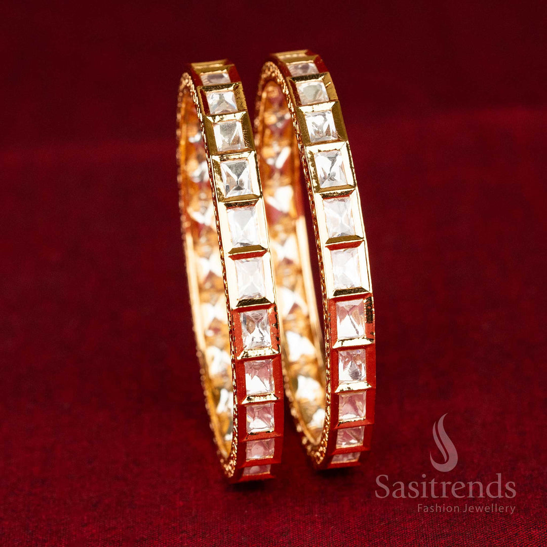American Diamond Rectangular Kundan Stone Bangles
