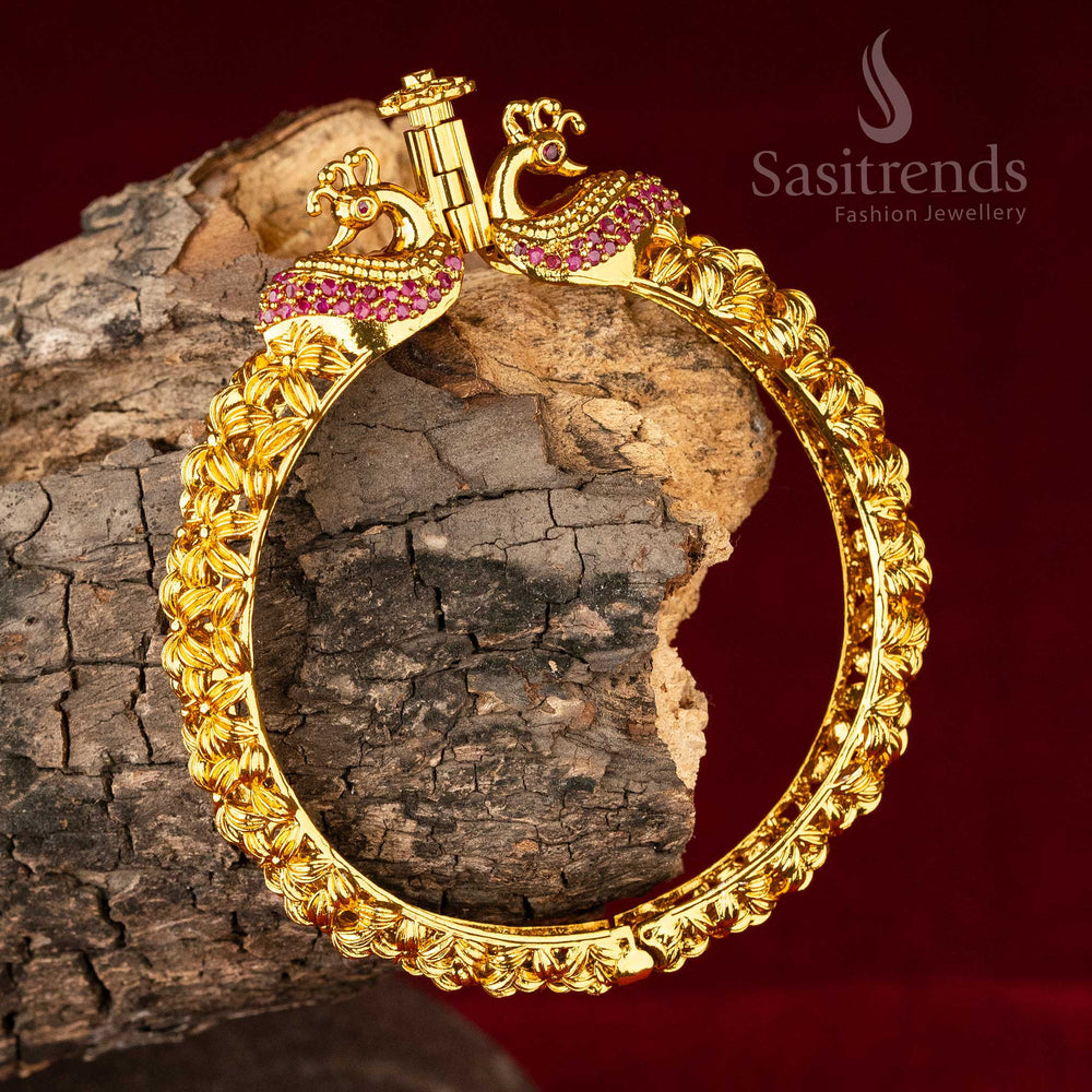 AD Stone Studded Temple Kada Bangle