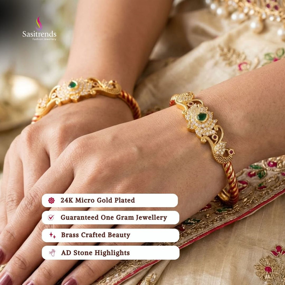 Real gold look guaranteed 24k micro gold plated american diamond bangles - Sasitrends