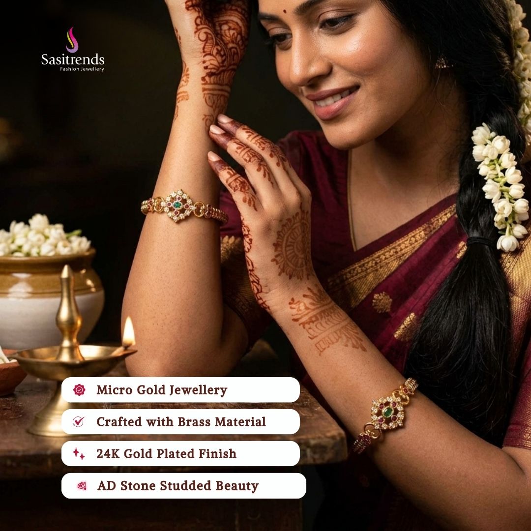 Guaranteed Micro gold plated AD stone bangles model image - Sasitrends