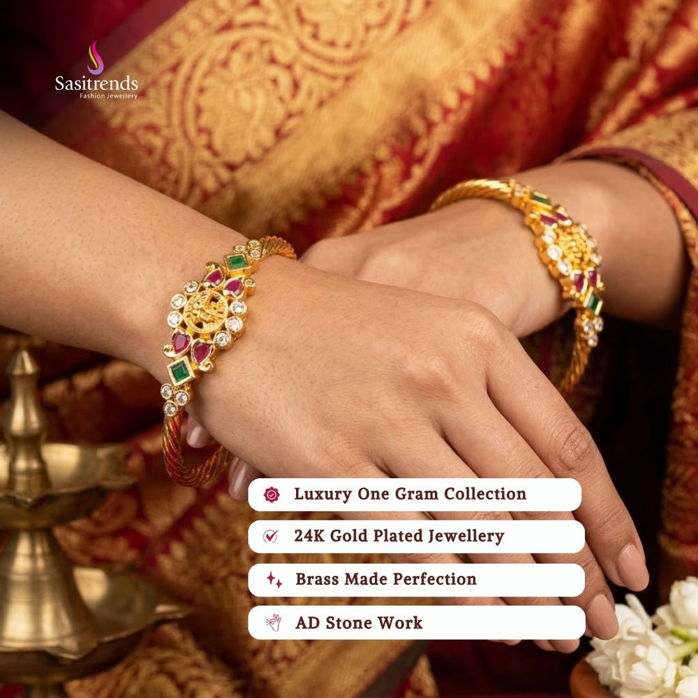 Real gold look guaranteed 24k micro gold plated american diamond bangles - Sasitrends