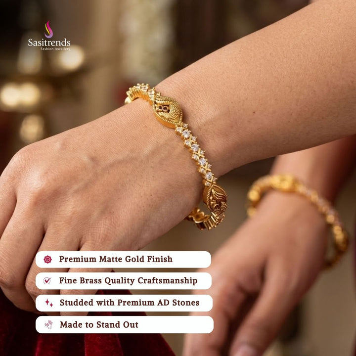 Bridal Premium matte gold plated american diamond bangles - Sasitrends