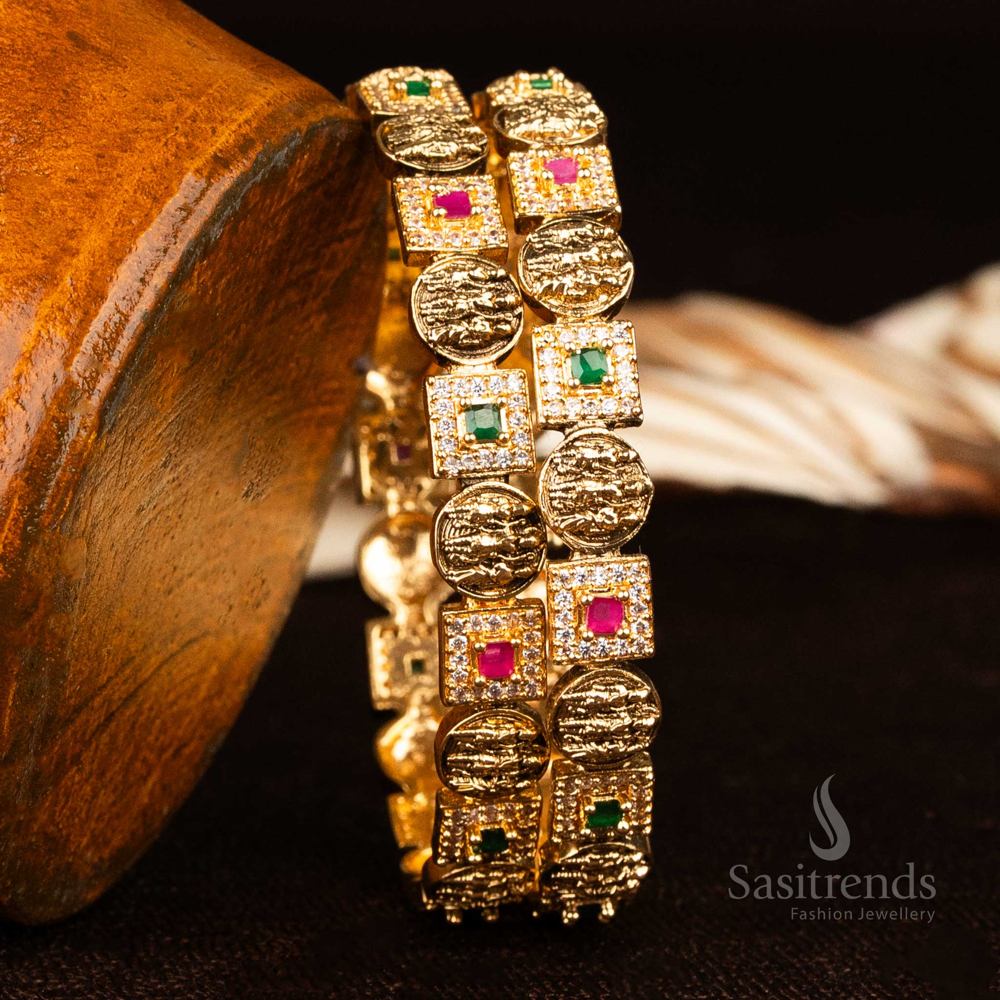 Ram Sita Motif American Diamond Temple Bangles Sasitrends Online Shopping
