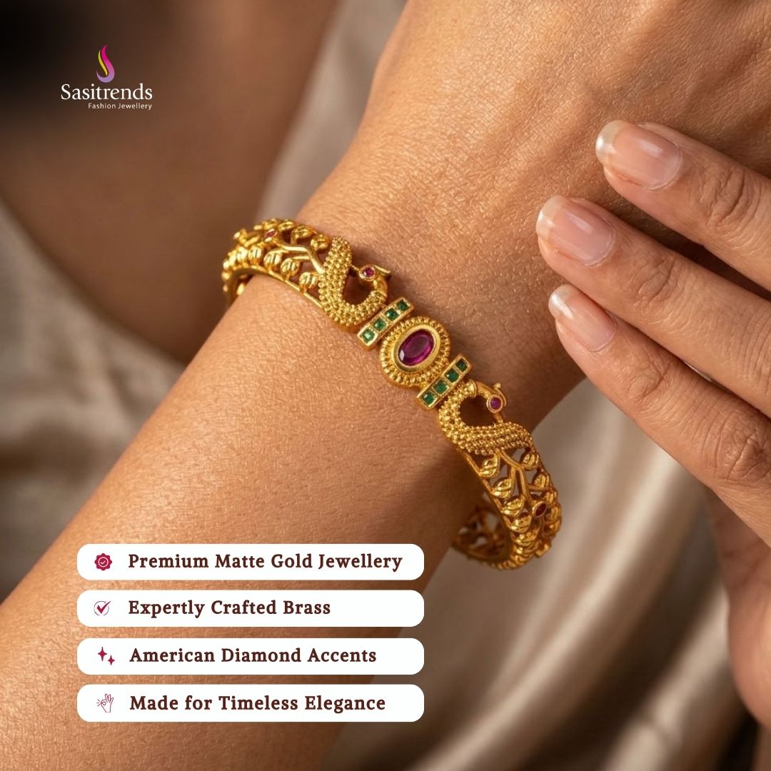 Bridal Premium matte gold plated american diamond bangles - Sasitrends