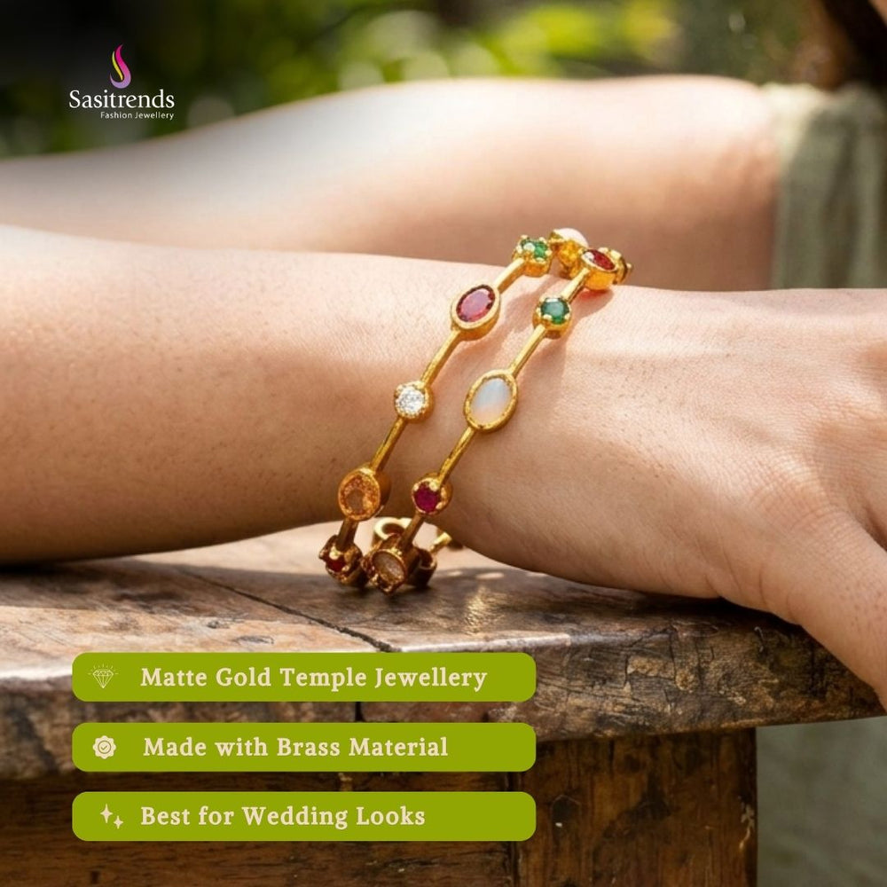 Premium temple matte gold plated bangles model image - Sasitrends