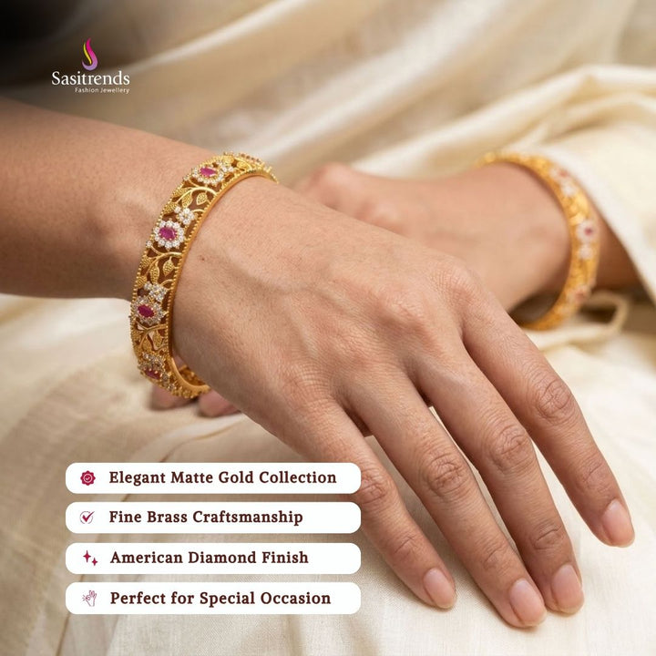 Bridal Premium matte gold plated american diamond bangles - Sasitrends