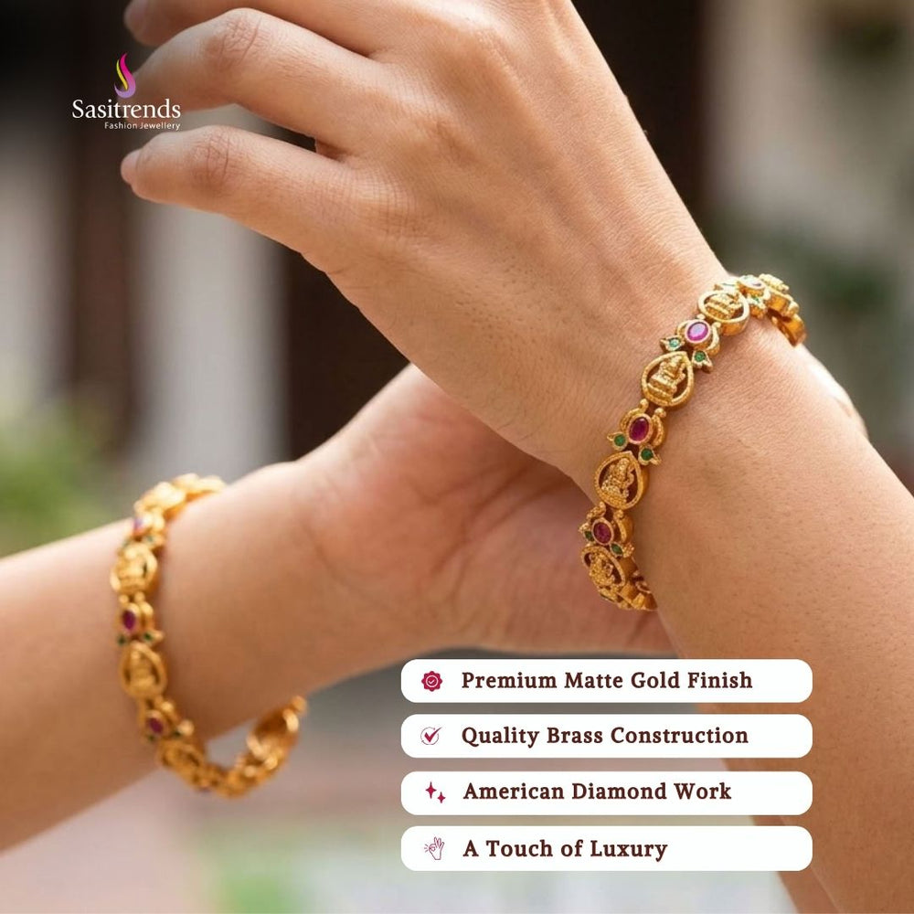 Bridal Premium matte gold plated american diamond bangles - Sasitrends