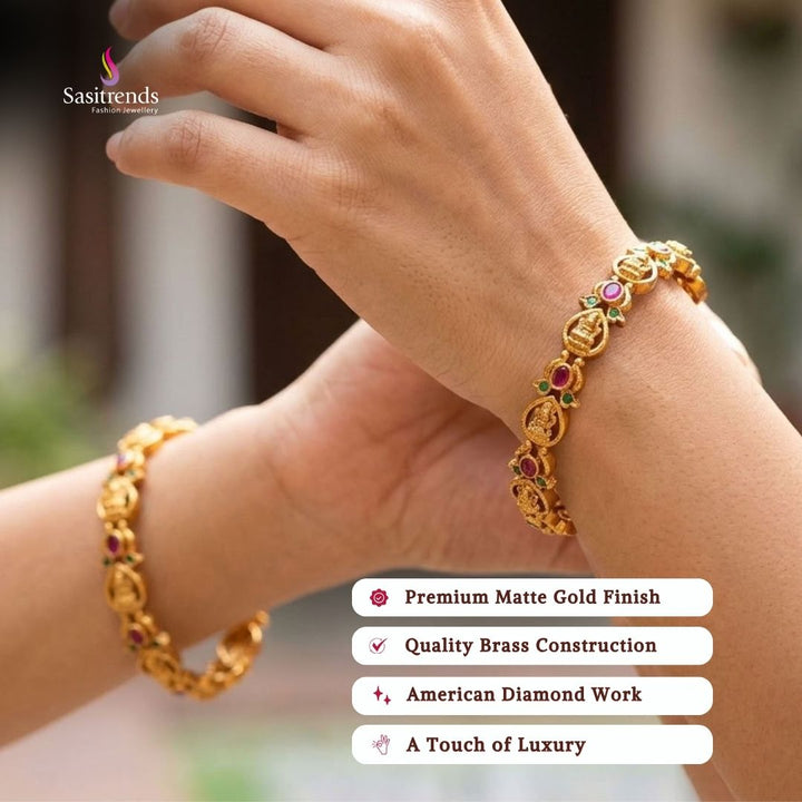 Bridal Premium matte gold plated american diamond bangles - Sasitrends