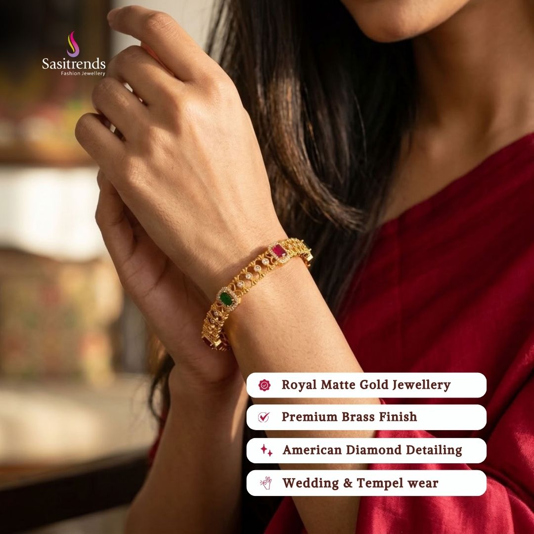 Bridal Premium matte gold plated american diamond bangles - Sasitrends
