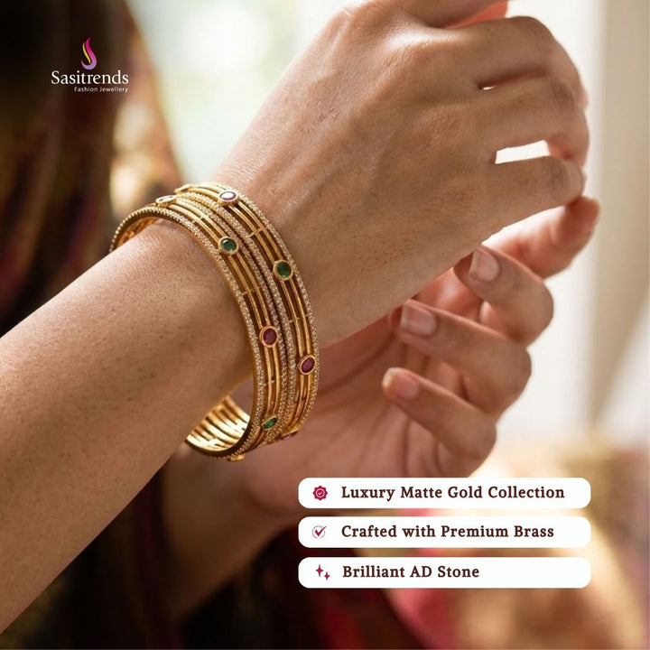 Bridal Premium matte gold plated american diamond bangles - Sasitrends