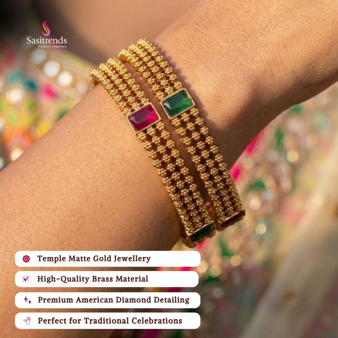 Bridal Premium matte gold plated american diamond bangles - Sasitrends