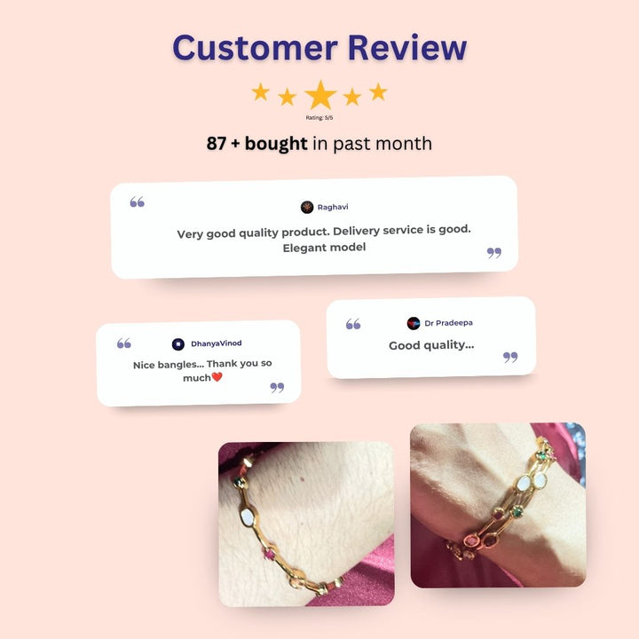 Premium temple matte gold plated bangles review image - Sasitrends