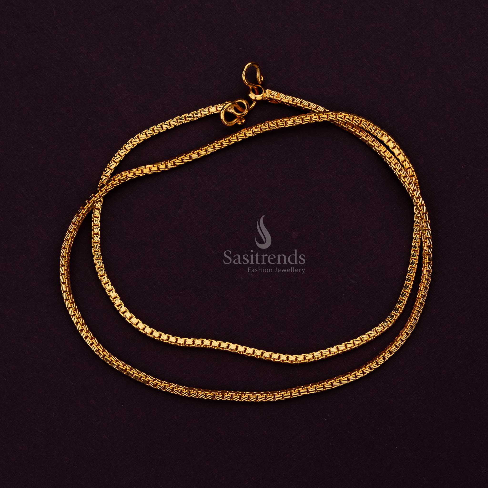 Micro Gold Plated Box Link Chain with Secure Clasp – Look Like Real Gold - Sasitrends