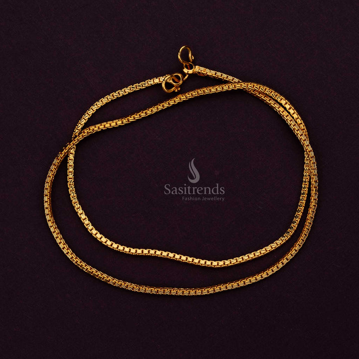 Elegant Micro Gold Plated Box Link Chain with Textured Detailing For Special Occasions - Sasitrends