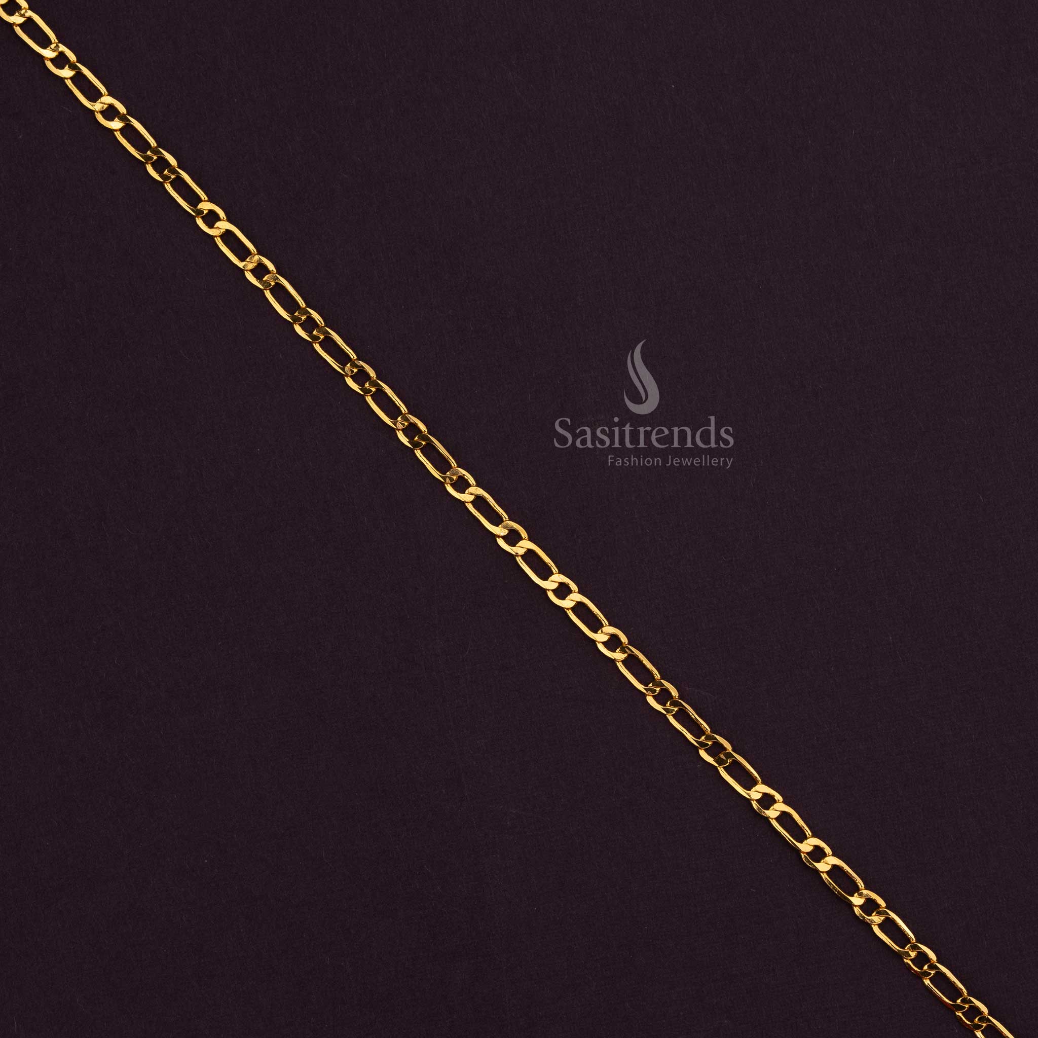 Traditional Figaro Link Gold Plated Chain – Perfect for Temple & Festive Wear - Sasitrends