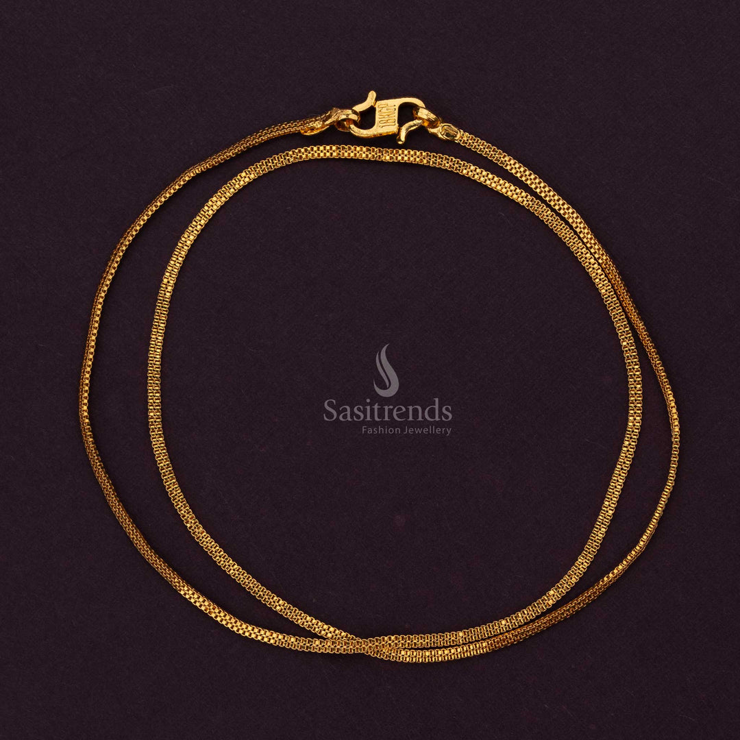 Micro Gold Plated Flat Mesh Chain with Secure Clasp – Look Like Real Gold - Sasitrends