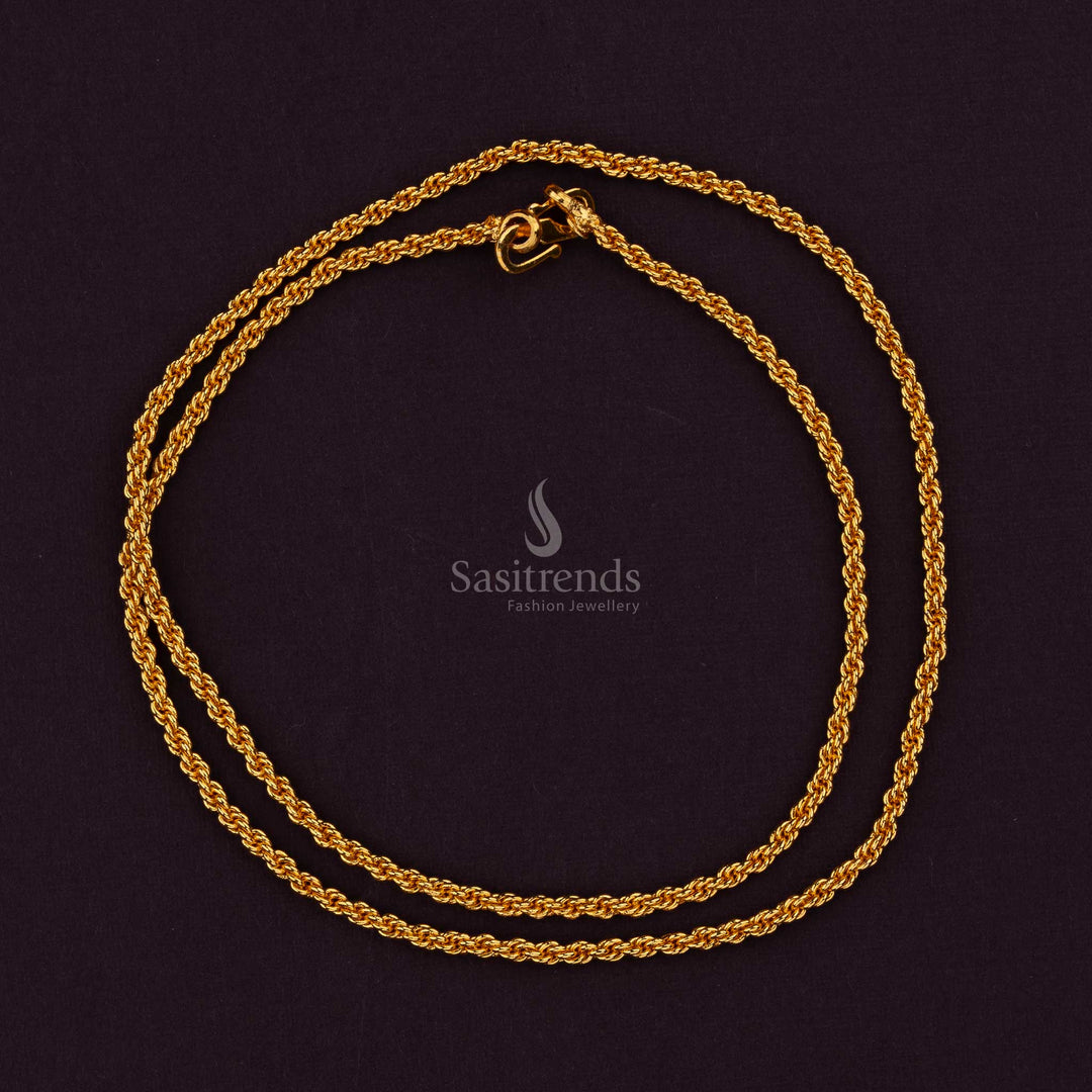 Micro Gold Plated Rope Twist Chain with Secure Clasp – Look Like Real Gold - Sasitrends