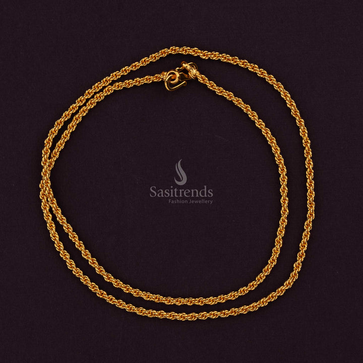 Stylish Micro Gold Plated Rope Twist Chain with Elegant Design – Look Like Real Gold - Sasitrends