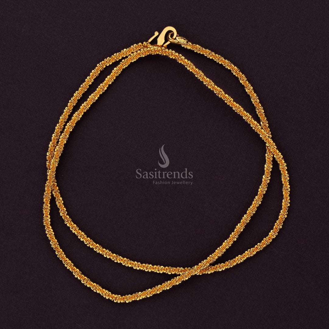 Micro Gold Plated Spiral Beaded Chain with Secure Clasp – Look Like Real Gold - Sasitrends