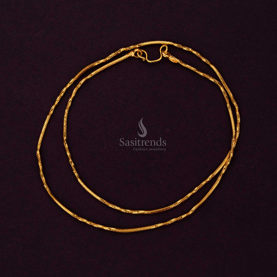 Traditional Spiral Textured Gold Plated Chain – Perfect for Temple & Festive Wear - Sasitrends