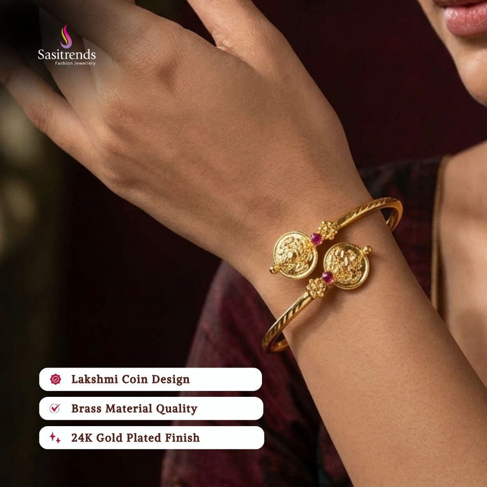 Guaranteed Micro gold plated lakshmi coin bracelet  bangle model image - Sasitrends