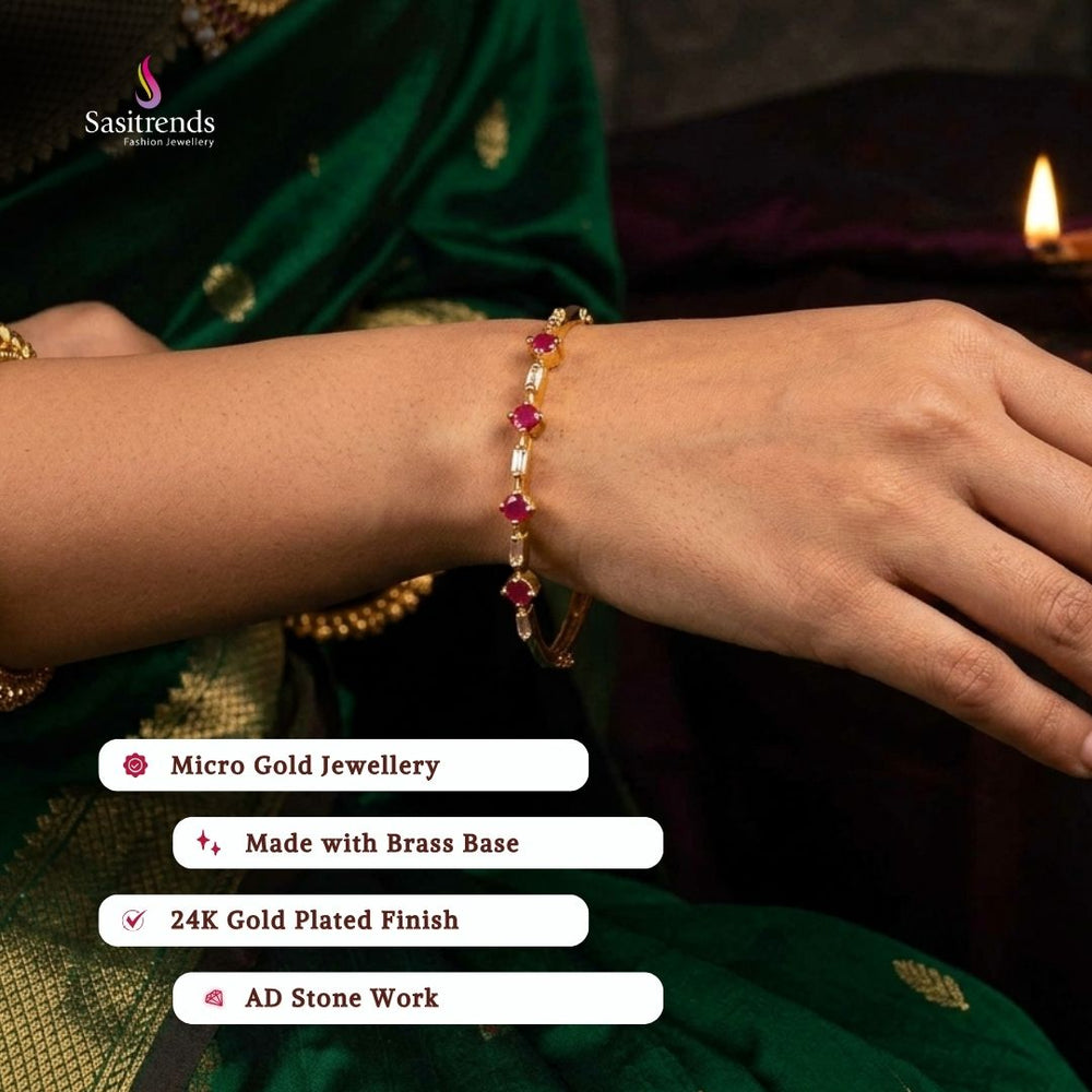 Beautiful collection of micro gold plated bangles styled by a model, elegant traditional jewellery suitable for festive wear, wedding functions, party occasions, and ethnic outfits.