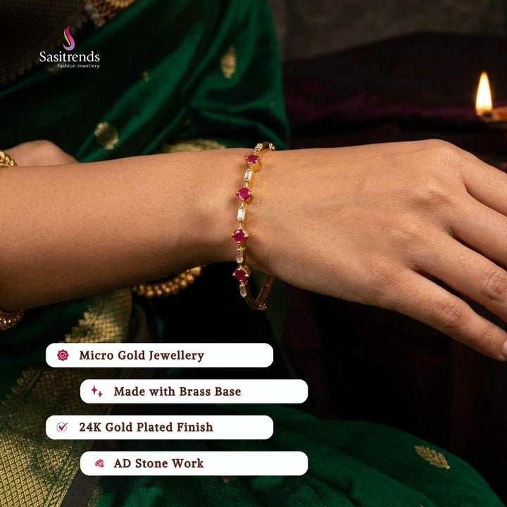 Beautiful collection of micro gold plated bangles styled by a model, elegant traditional jewellery suitable for festive wear, wedding functions, party occasions, and ethnic outfits.
