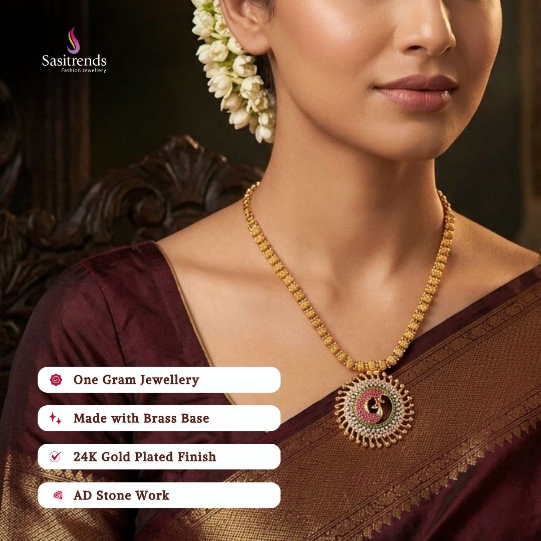 Guaranteed Micro gold plated AD stone necklace model image - Sasitrends 