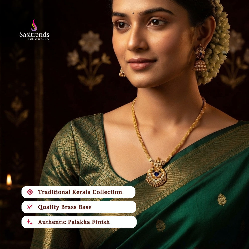 Guaranteed kerala style Micro gold plated AD stone palakka necklace - Sasitrends