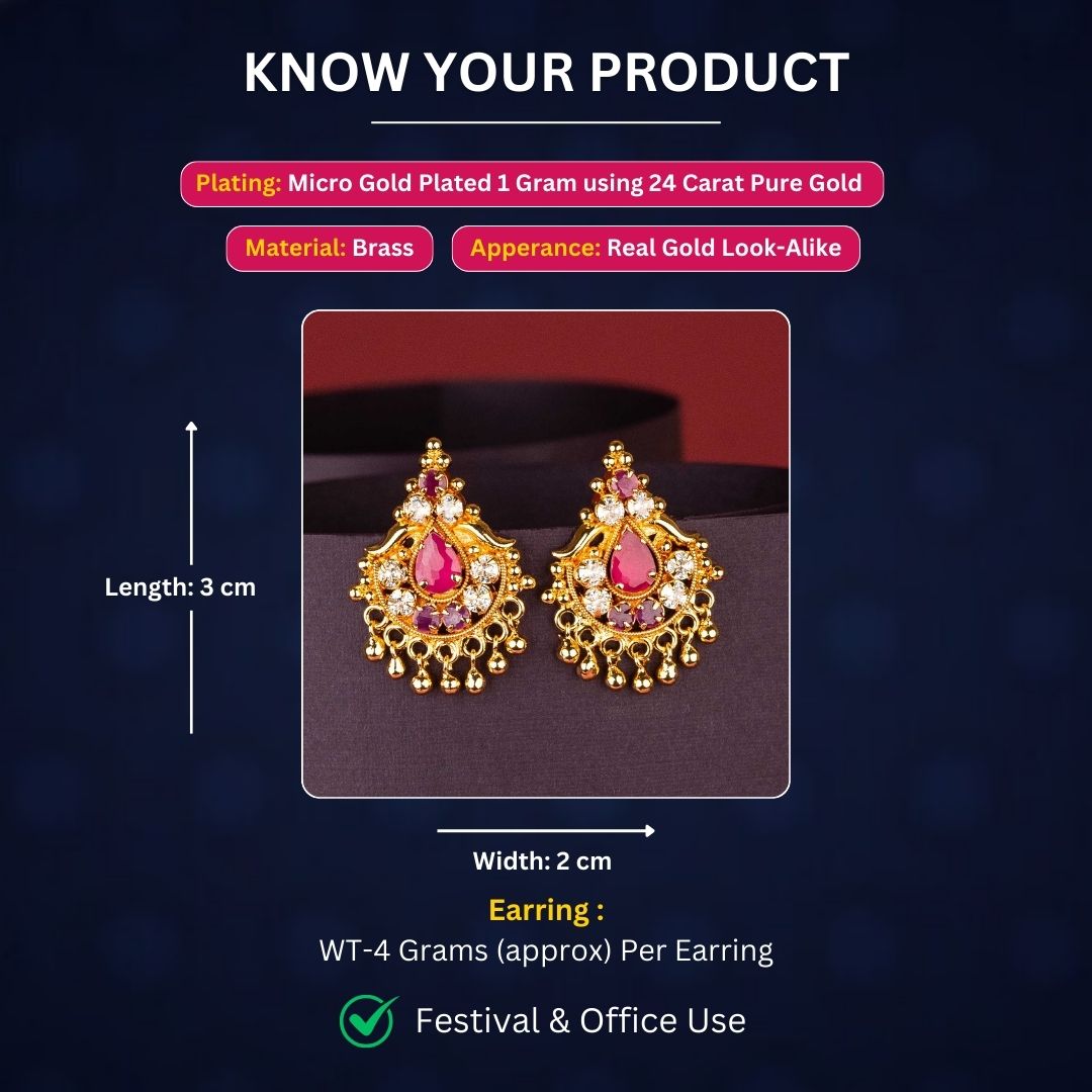 Micro Gold Plated Earrings Measurement Image - Sasitrends