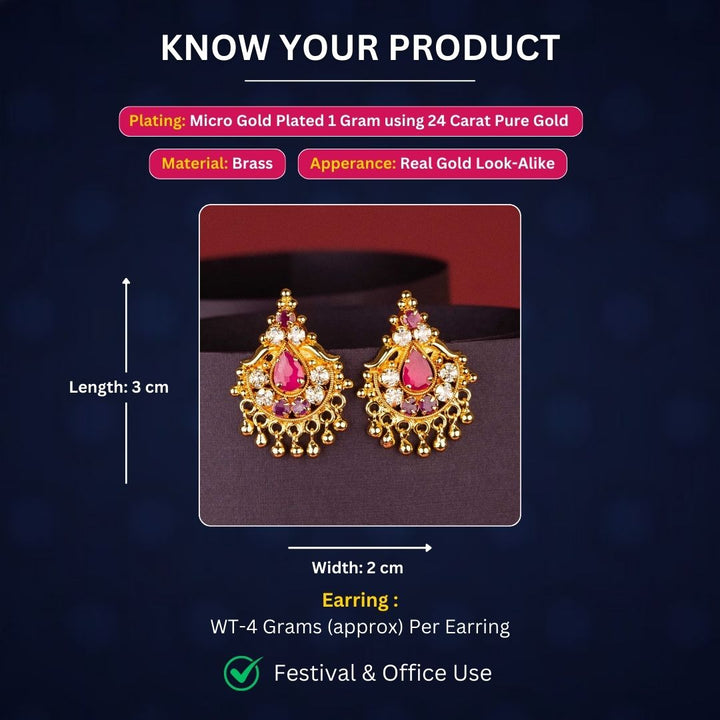 Micro Gold Plated Earrings Measurement Image - Sasitrends
