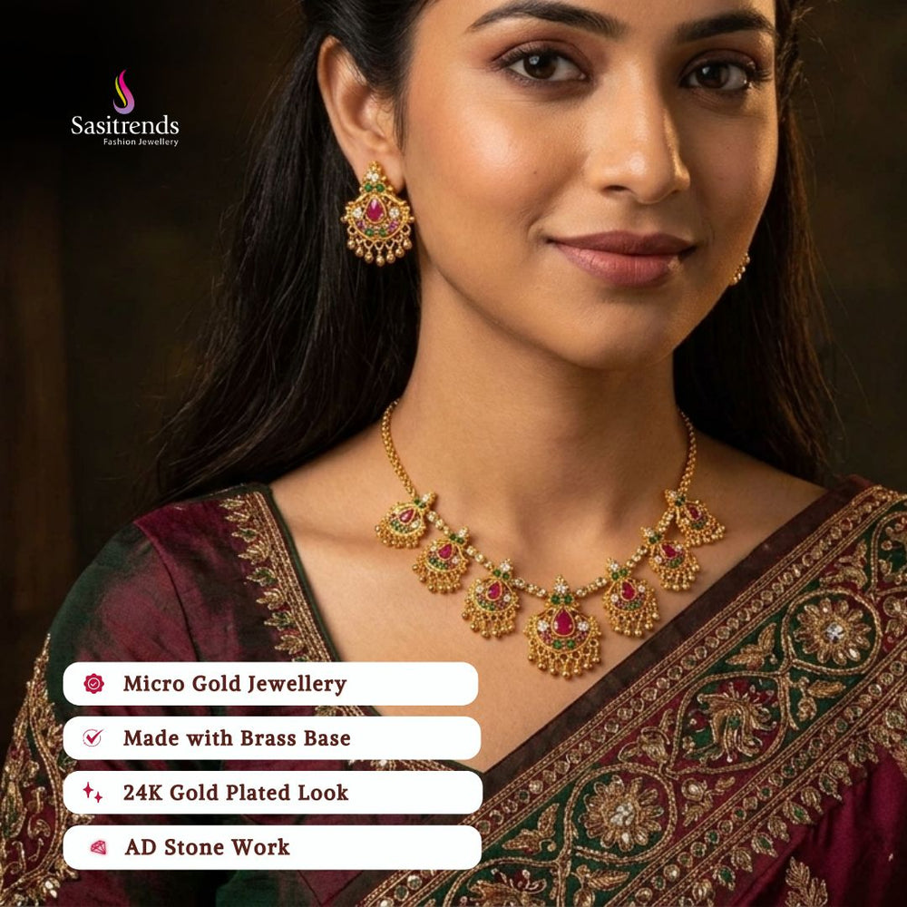 Guaranteed Micro gold plated AD stone earrings model image - Sasitrends